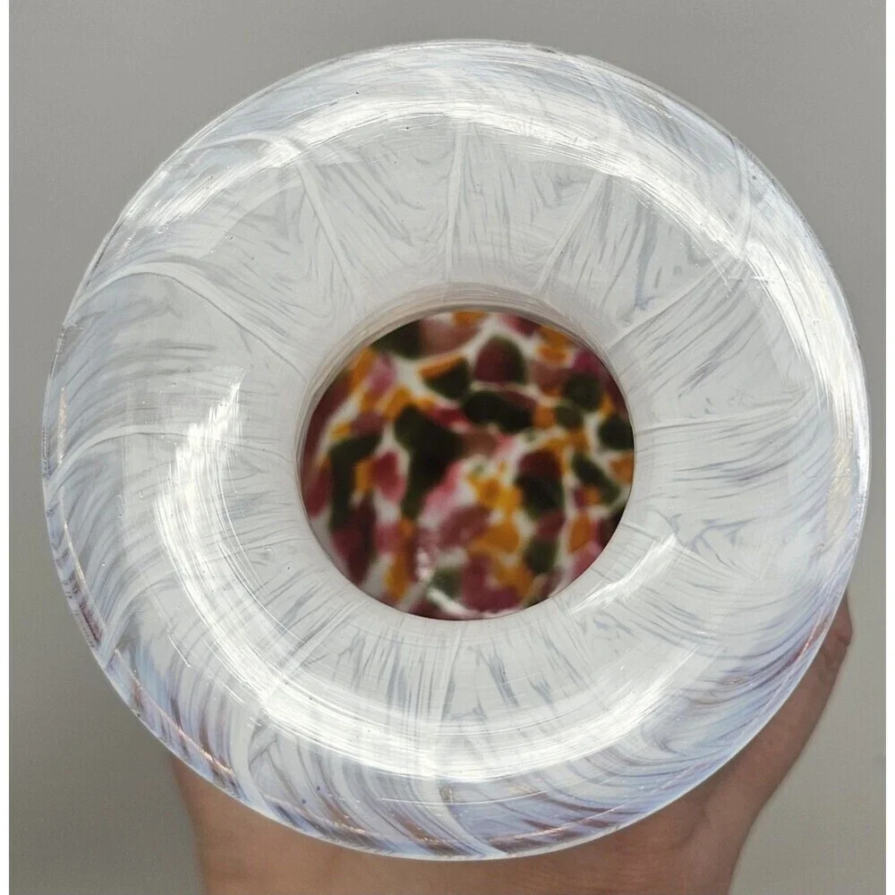 Glass Eye Studio Hand Blown Tulip Mosaic Raindrop Glass Vase  6.75
